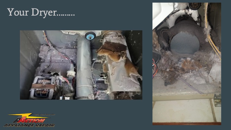 Accumulated lint inside dryer.