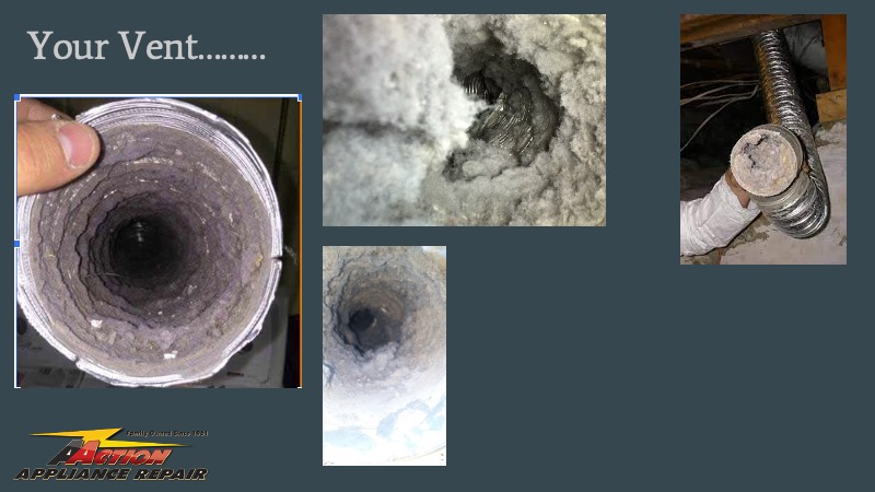 lint inside dryer vent tube.